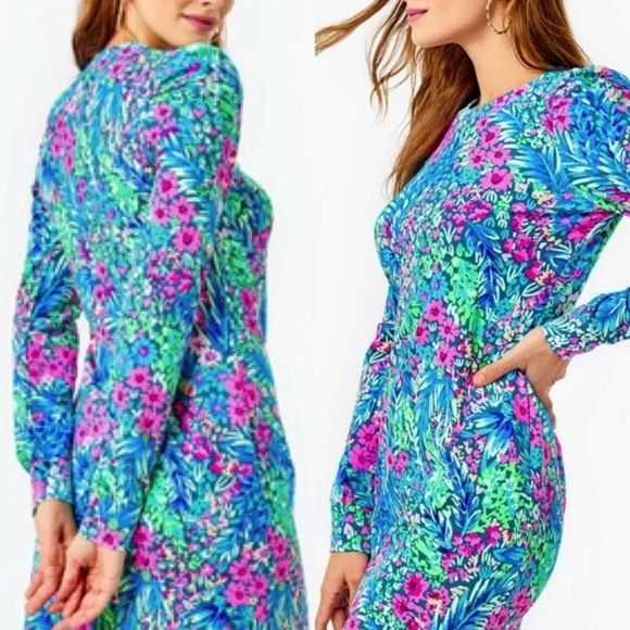 NWT LILLY PULITZER L JANSEN DRESS MULTI TINY GARDEN BEAUTIFUL! - Picture 2 of 9